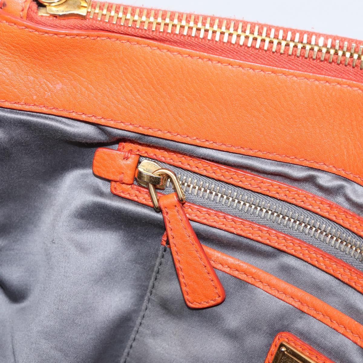 Miu Miu Vitellolux Hand Bag Leather 2way Orange Gold Auth 197285V