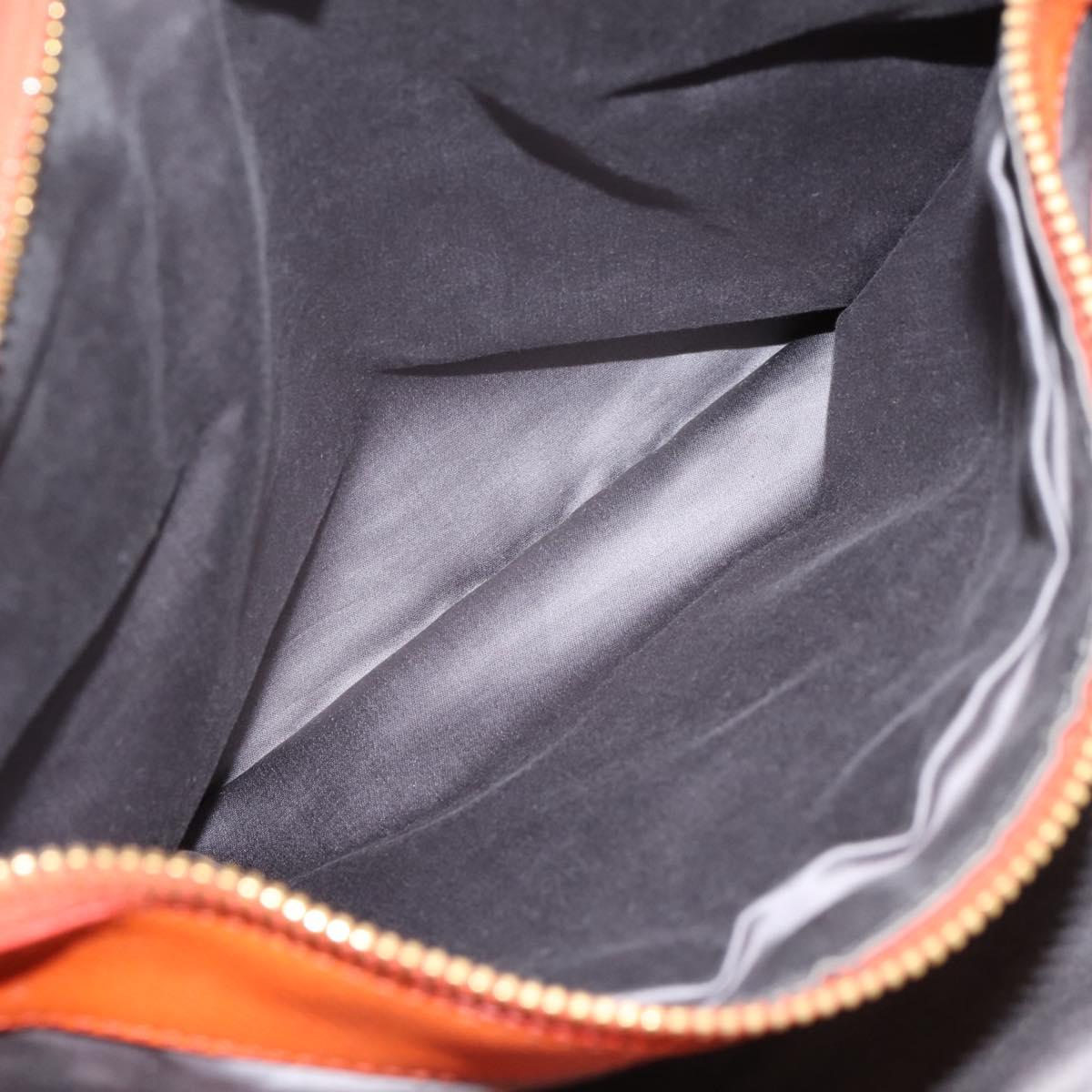 Miu Miu Vitellolux Hand Bag Leather 2way Orange Gold Auth 197285V