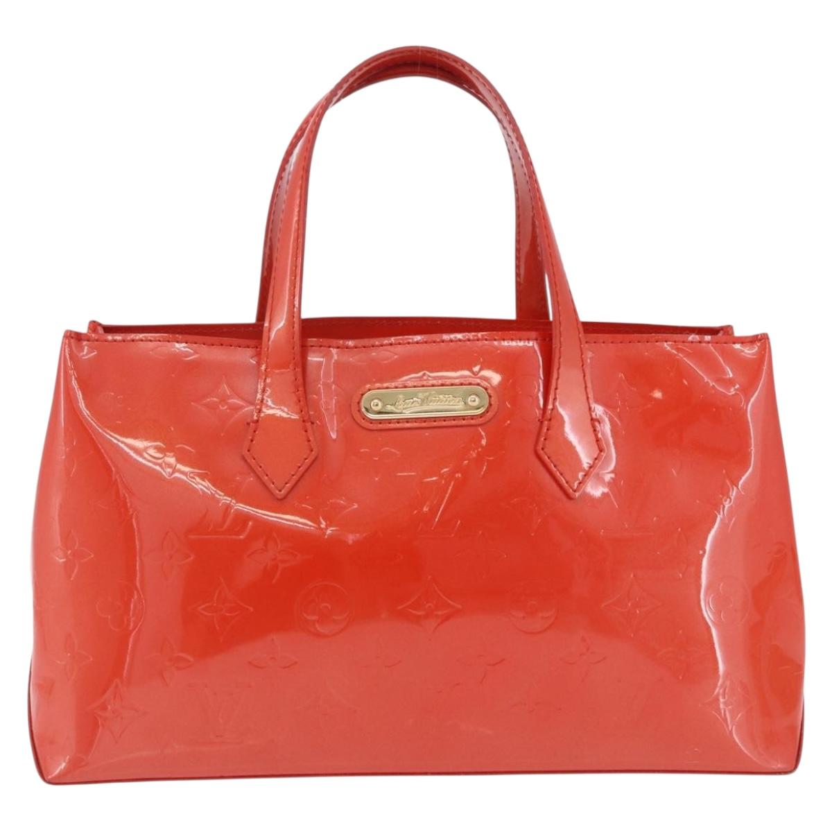 LOUIS VUITTON Vernis Bluebird Wilshire PM Bag Orenge Sunset M93644 Auth 197286