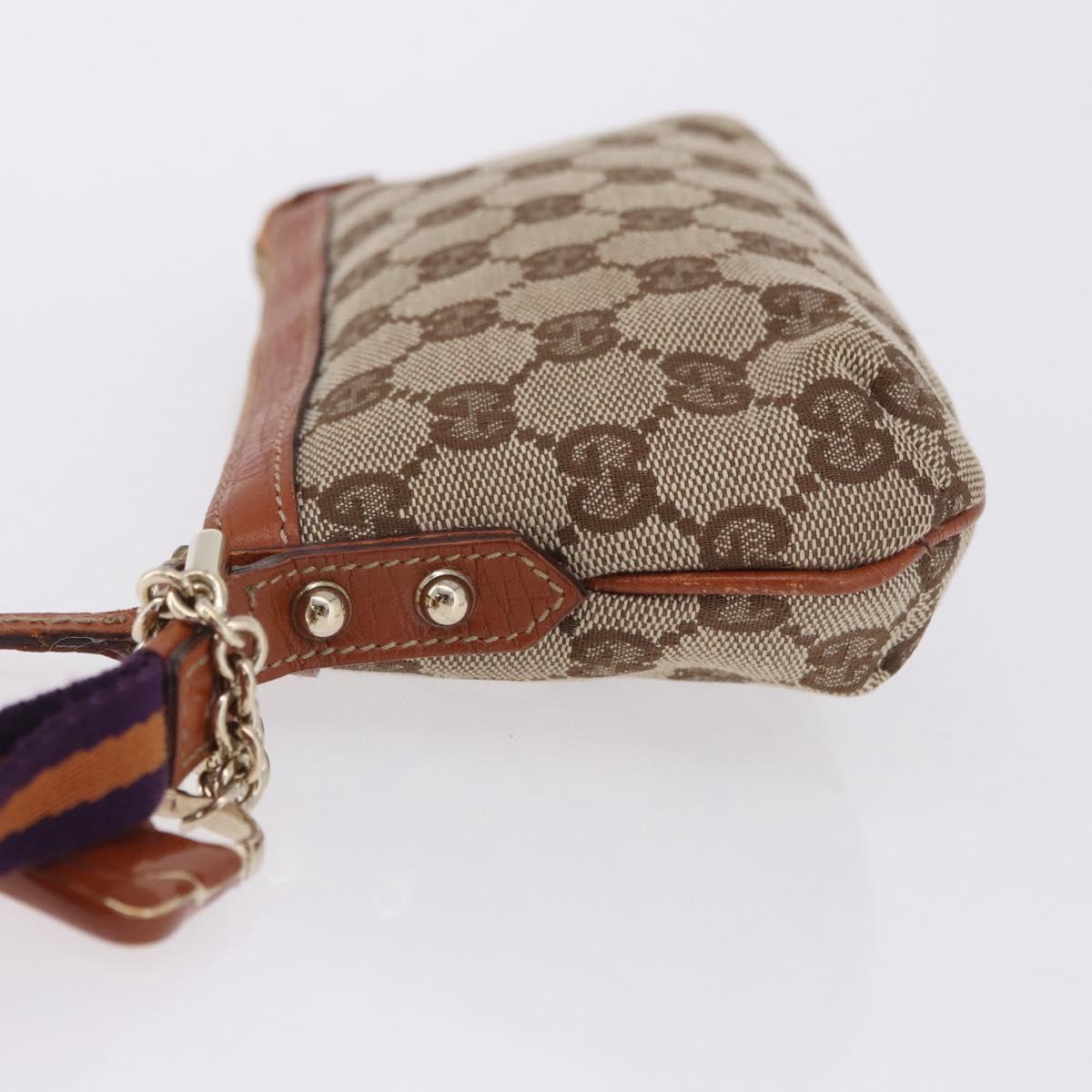 GUCCI GG Canvas Pouch Beige Gold 152507 Auth 197288V