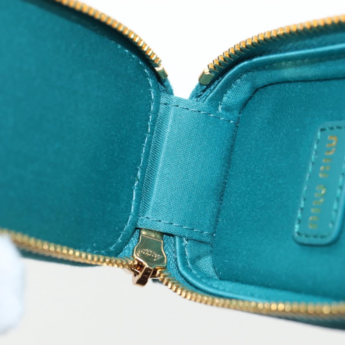 Miu Miu Matelasse Neck Pouch Leather Green Gold Auth 197292M
