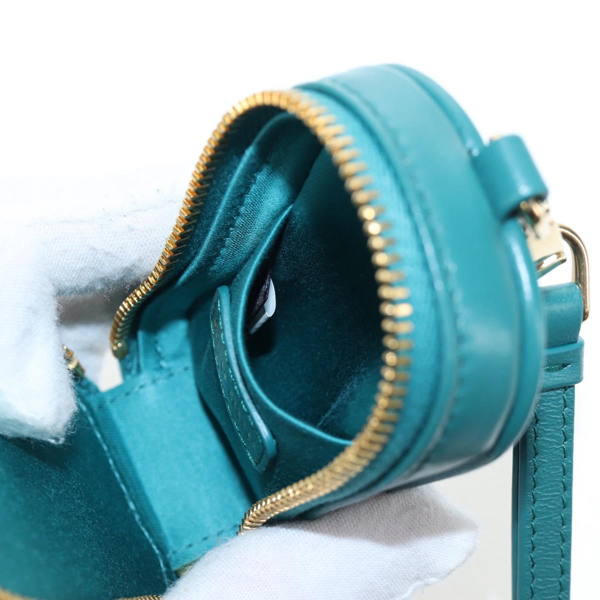 Miu Miu Matelasse Neck Pouch Leather Green Gold Auth 197292M