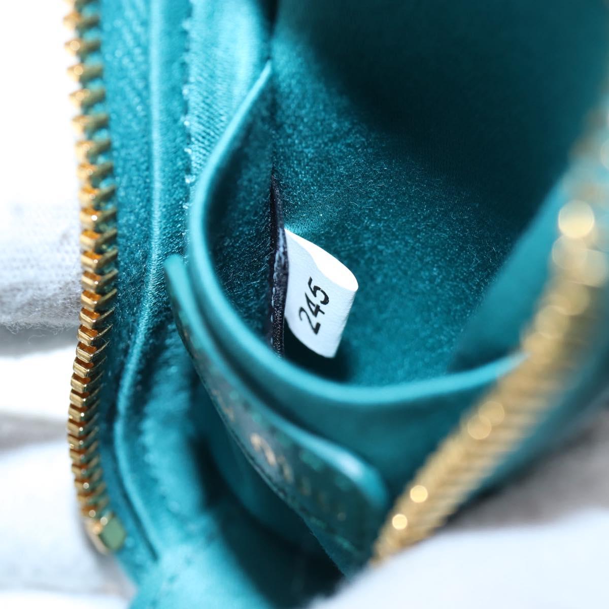 Miu Miu Matelasse Neck Pouch Leather Green Gold Auth 197292M