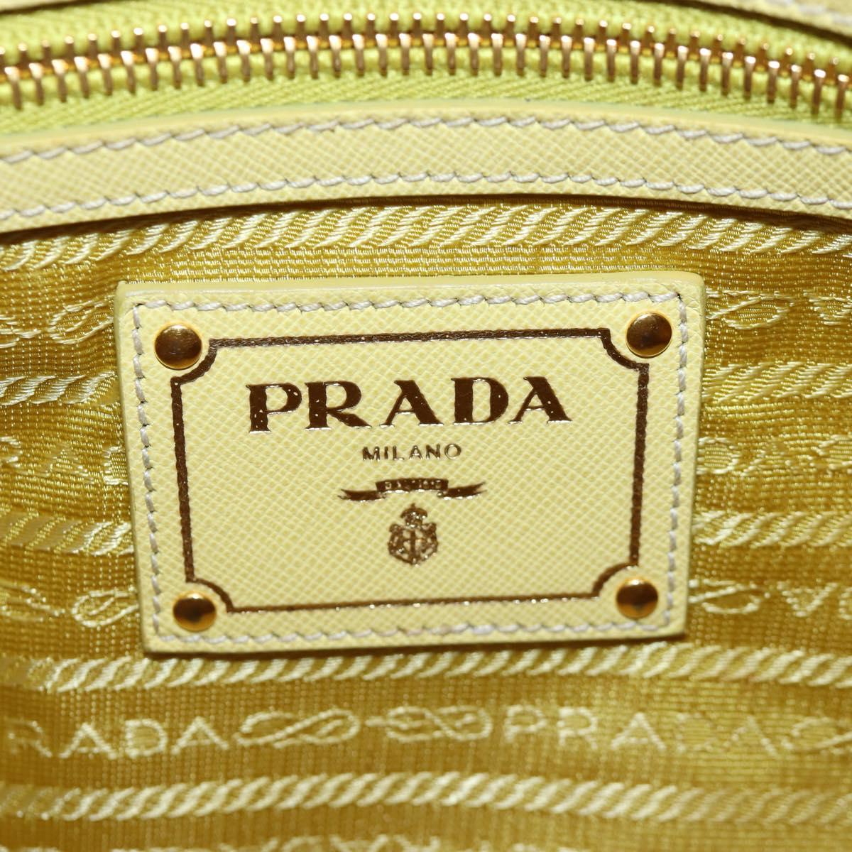 PRADA Hand Bag Canvas 2way Gold Yellow Auth 197302V