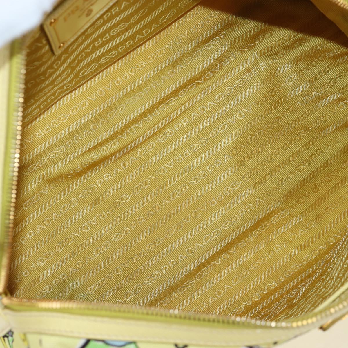 PRADA Hand Bag Canvas 2way Gold Yellow Auth 197302V