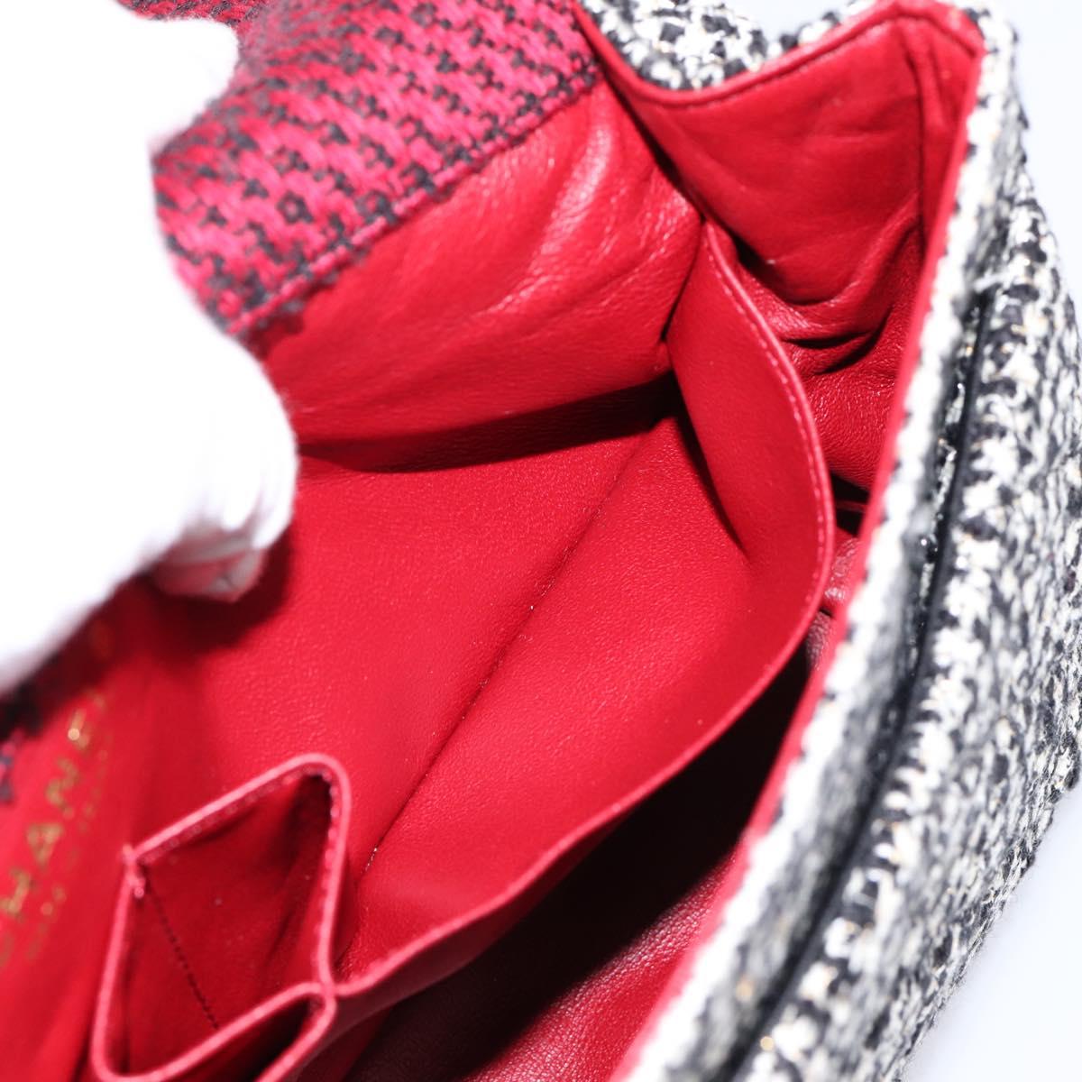 CHANEL Chain Shoulder Bag Tweed Red CC Auth 197303SAM