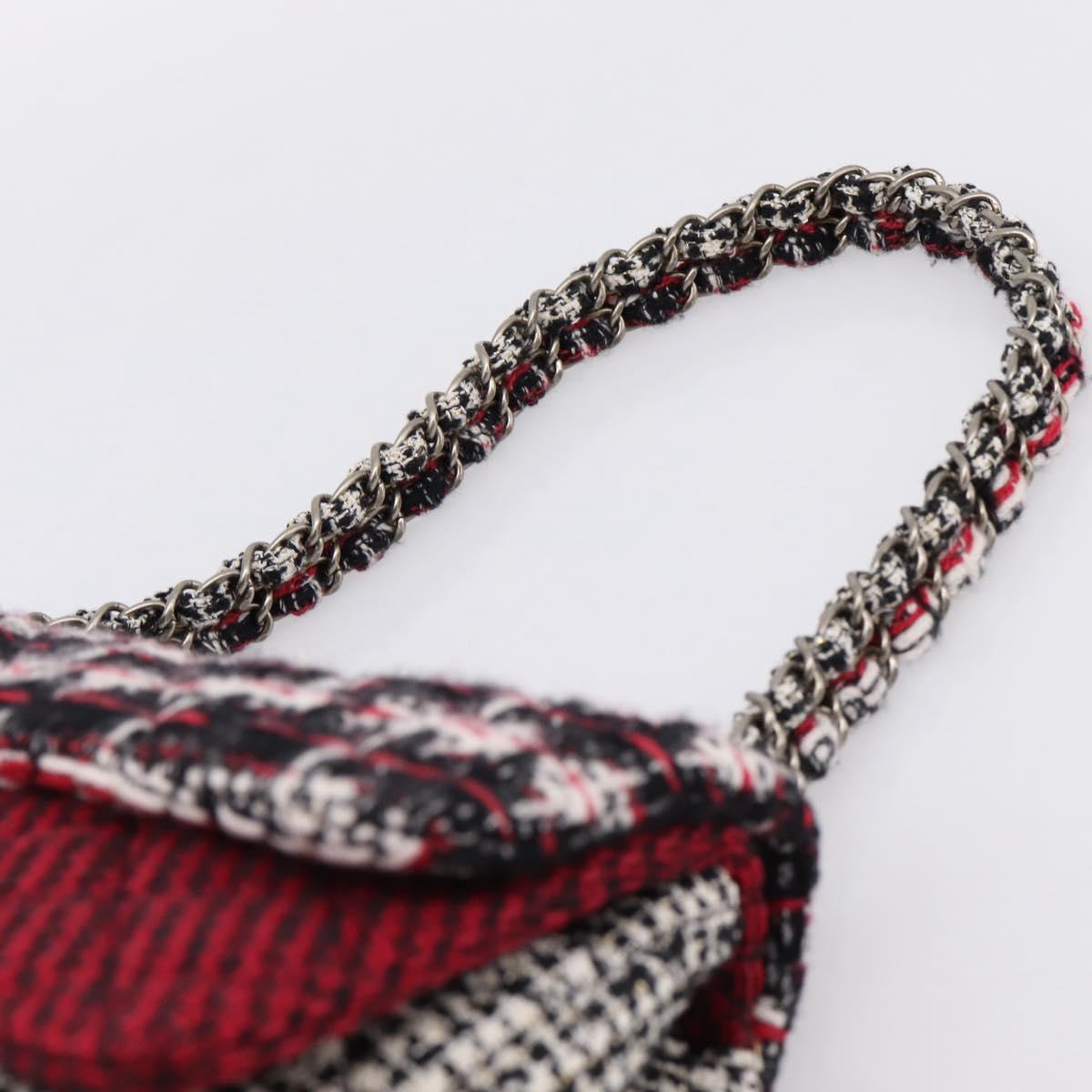 CHANEL Chain Shoulder Bag Tweed Red CC Auth 197303SAM