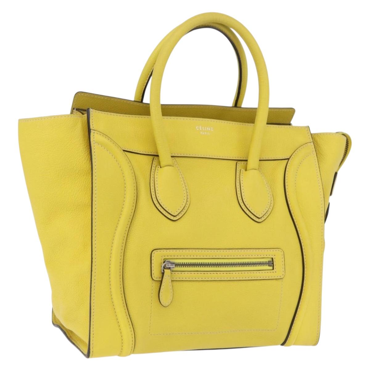CELINE Luggage Mini Hand Bag Leather Yellow Auth 197304V