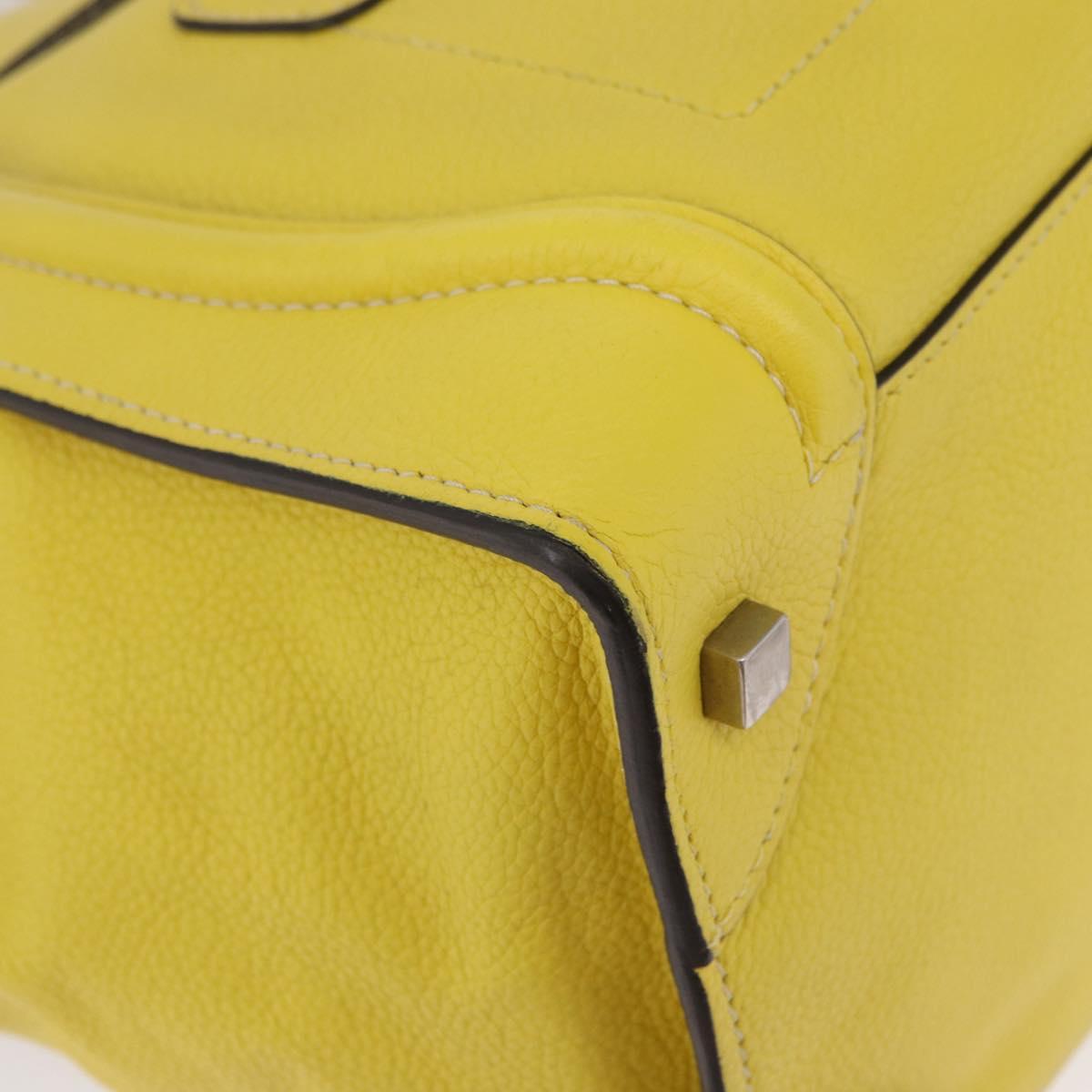 CELINE Luggage Mini Hand Bag Leather Yellow Auth 197304V