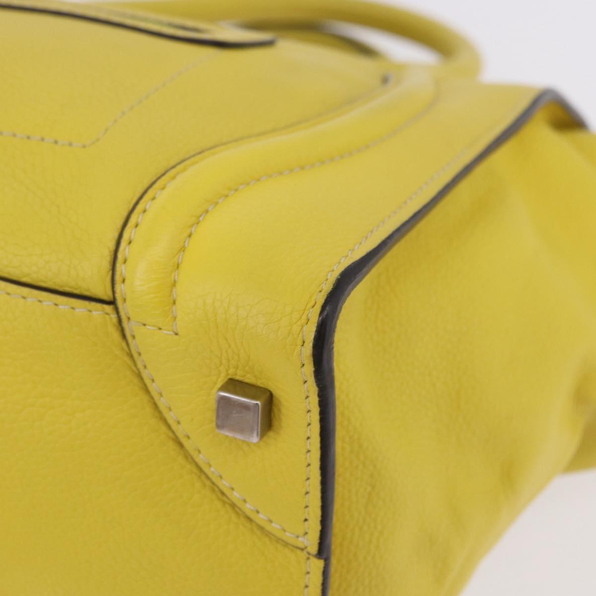 CELINE Luggage Mini Hand Bag Leather Yellow Auth 197304V