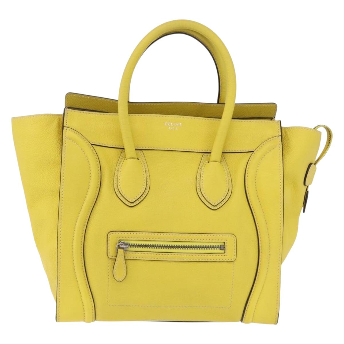 CELINE Luggage Mini Hand Bag Leather Yellow Auth 197304V