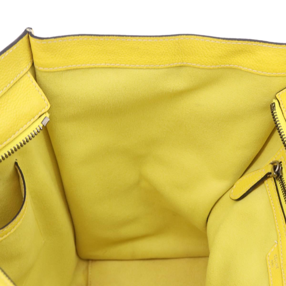 CELINE Luggage Mini Hand Bag Leather Yellow Auth 197304V