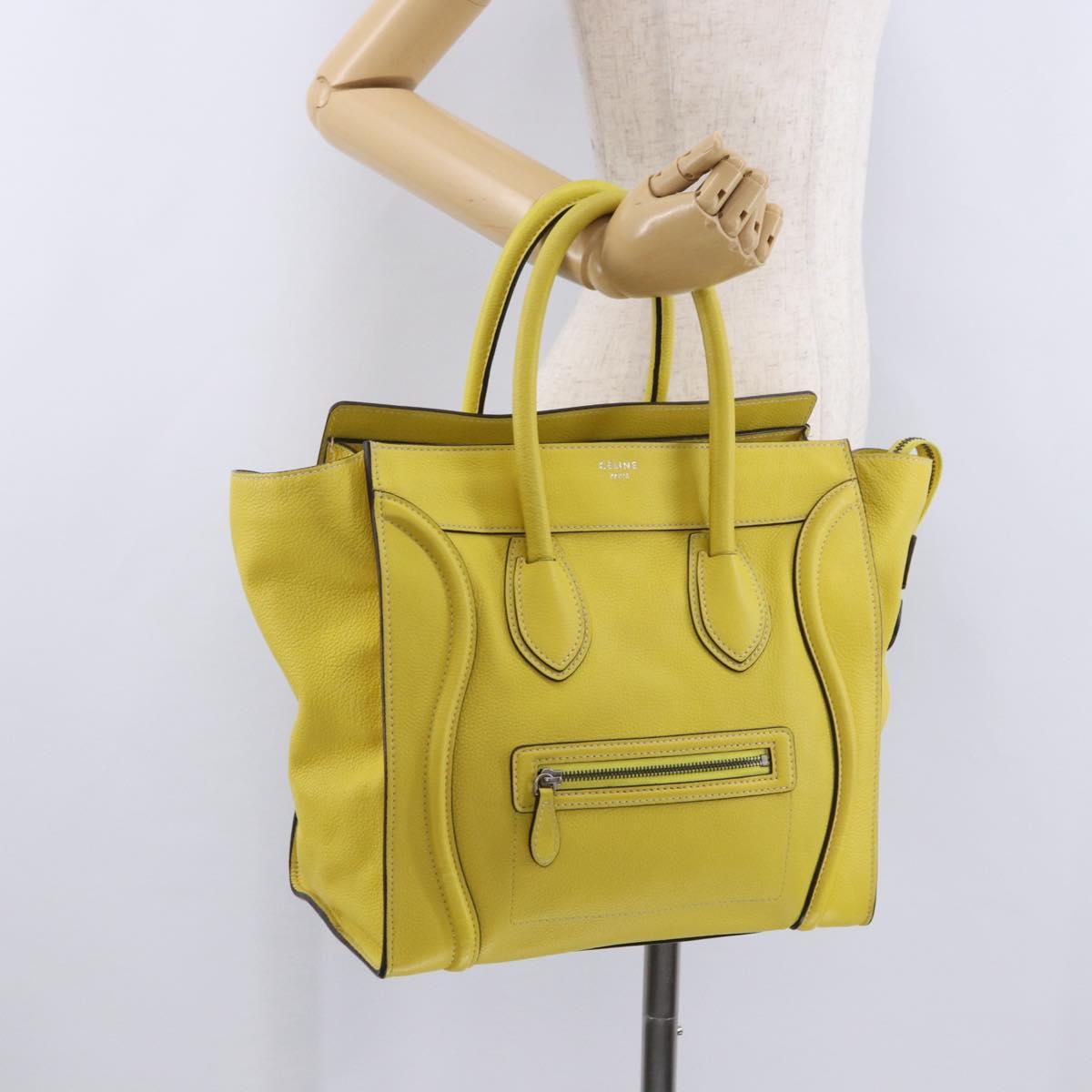 CELINE Luggage Mini Hand Bag Leather Yellow Auth 197304V