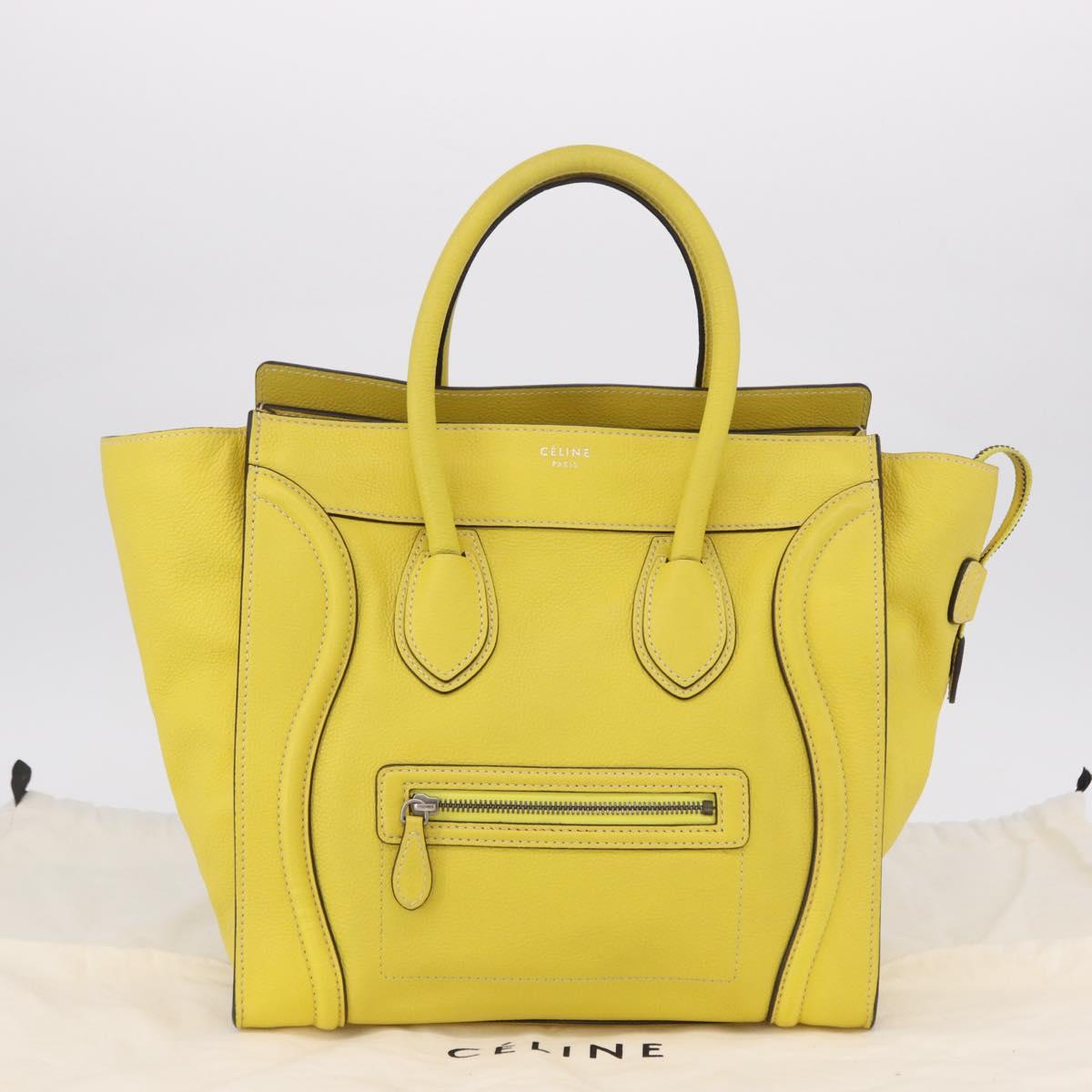 CELINE Luggage Mini Hand Bag Leather Yellow Auth 197304V