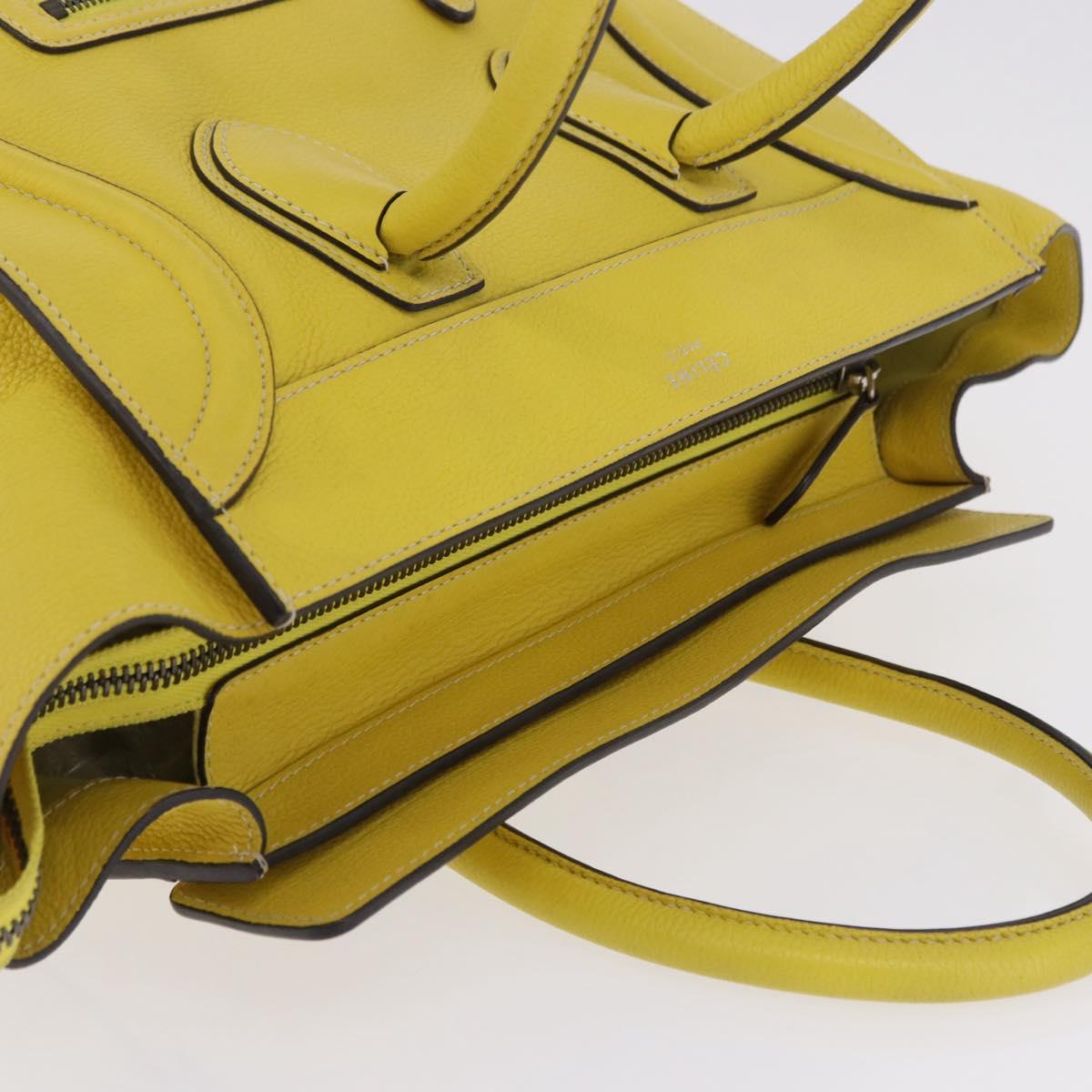 CELINE Luggage Mini Hand Bag Leather Yellow Auth 197304V