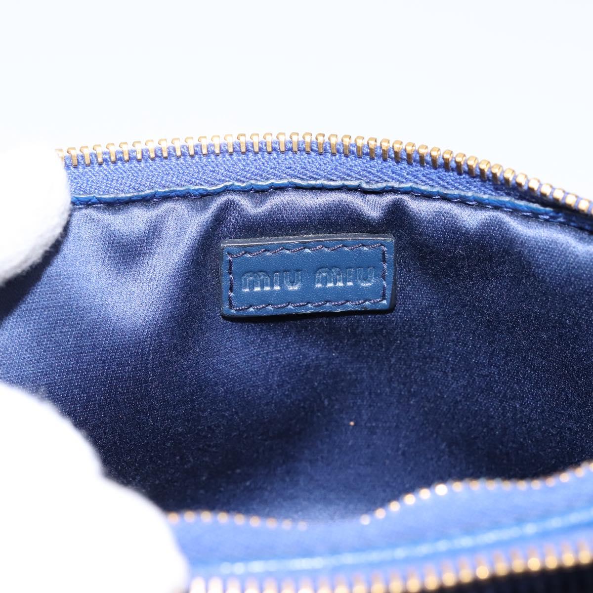 Miu Miu Pouch Leather Blue Gold Auth 197307V