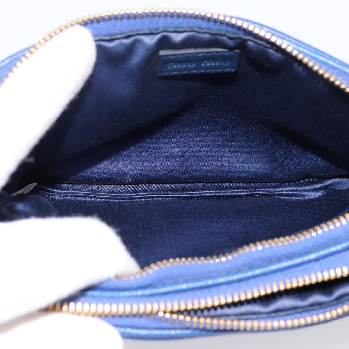 Miu Miu Pouch Leather Blue Gold Auth 197307V