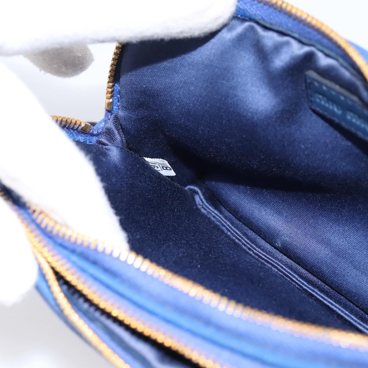 Miu Miu Pouch Leather Blue Gold Auth 197307V
