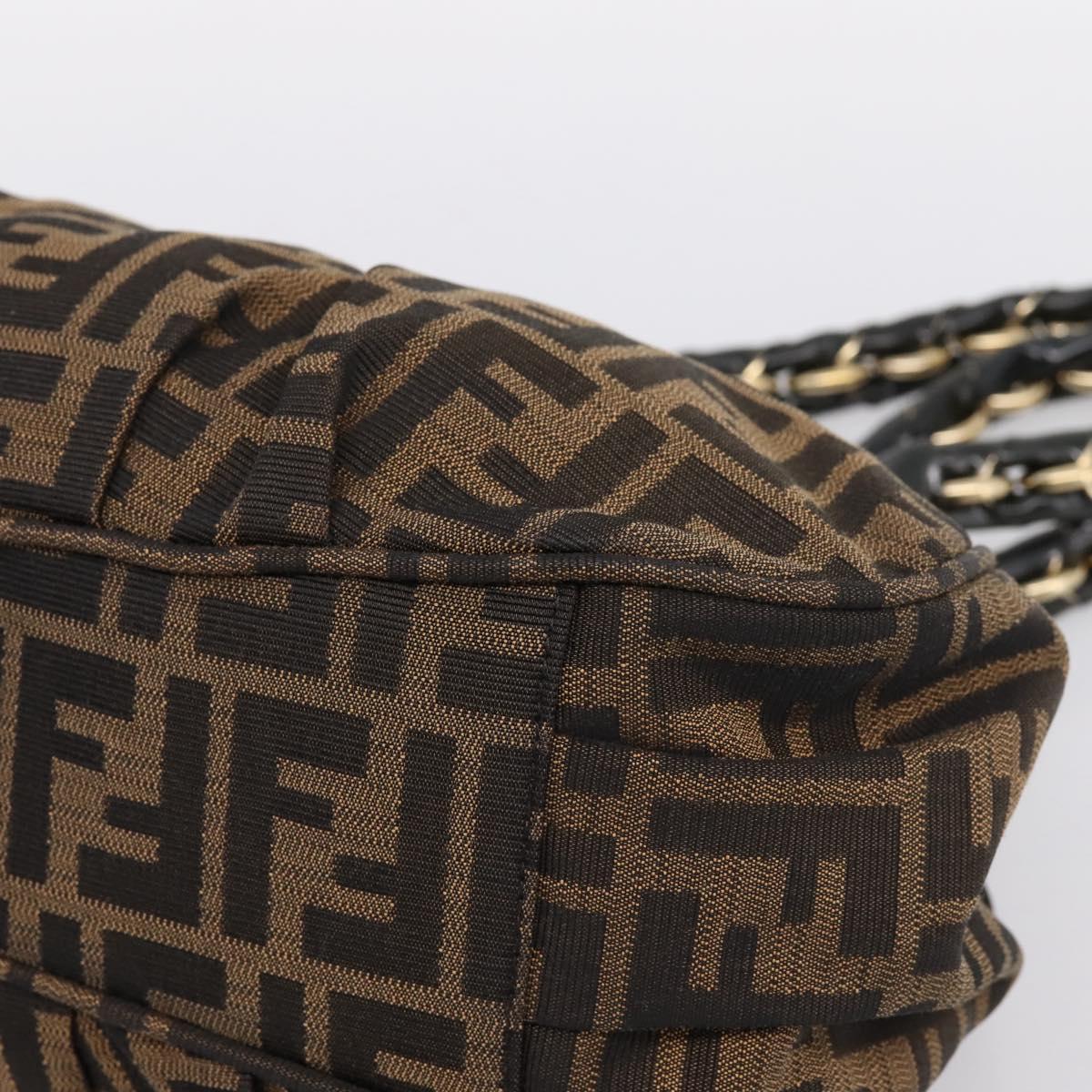 FENDI Zucca Canvas Hand Bag Brown Black Auth 197309V