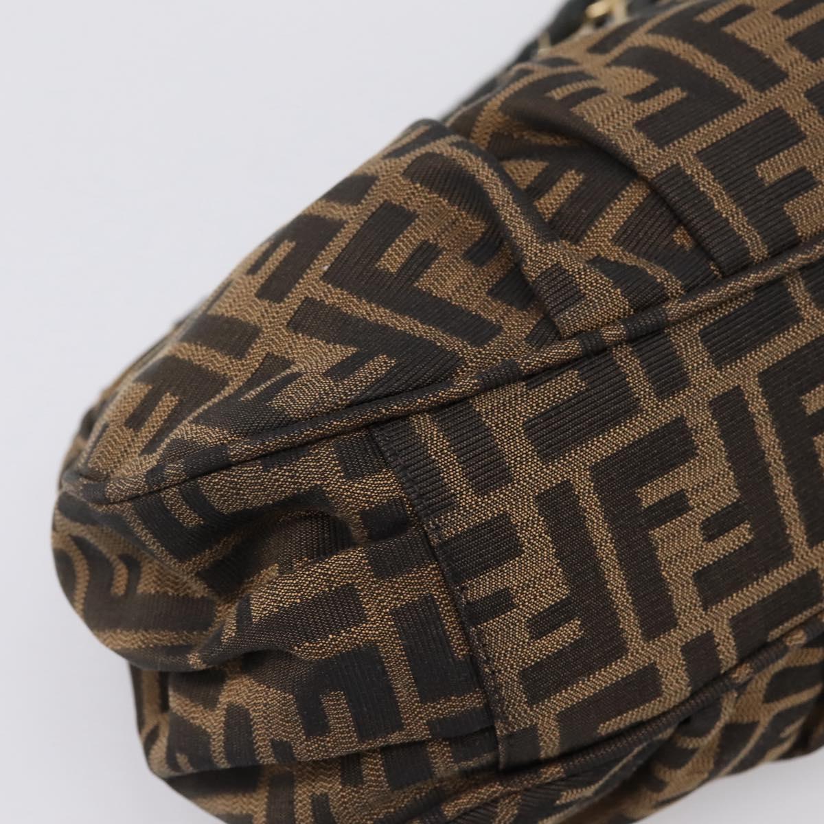 FENDI Zucca Canvas Hand Bag Brown Black Auth 197309V