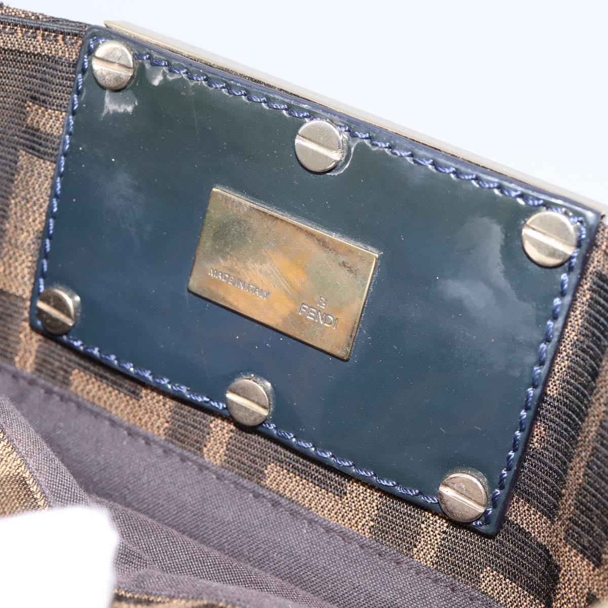 FENDI Zucca Canvas Hand Bag Brown Black Auth 197309V