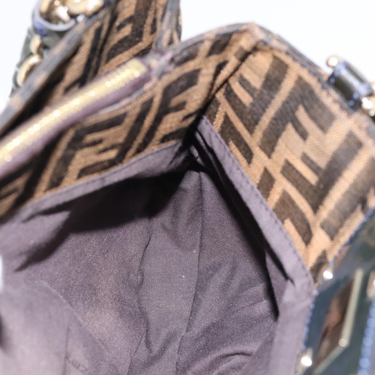 FENDI Zucca Canvas Hand Bag Brown Black Auth 197309V