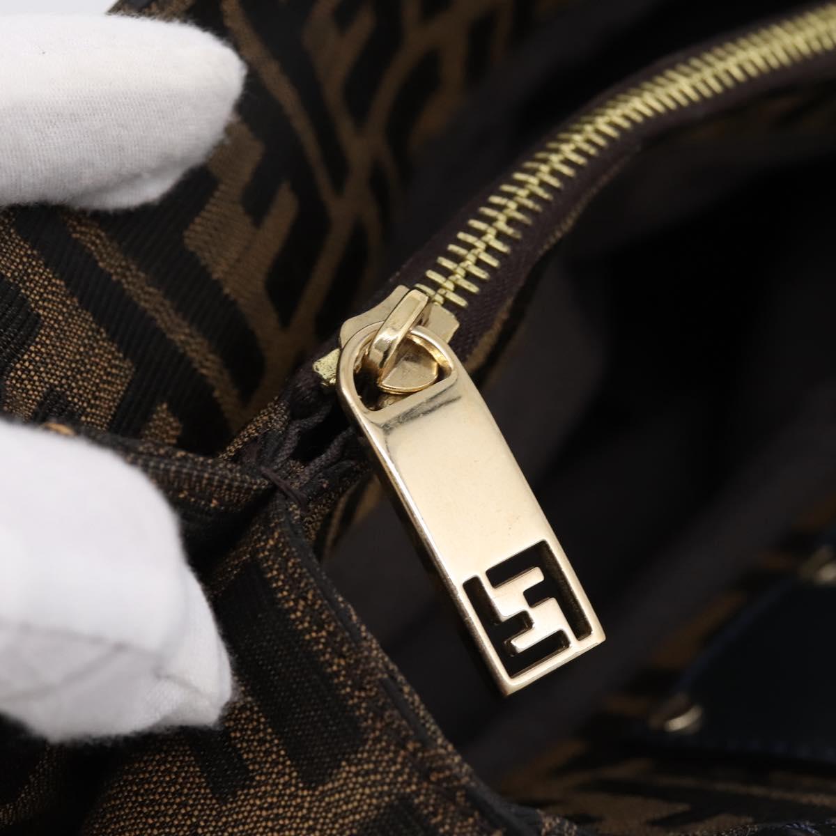 FENDI Zucca Canvas Hand Bag Brown Black Auth 197309V