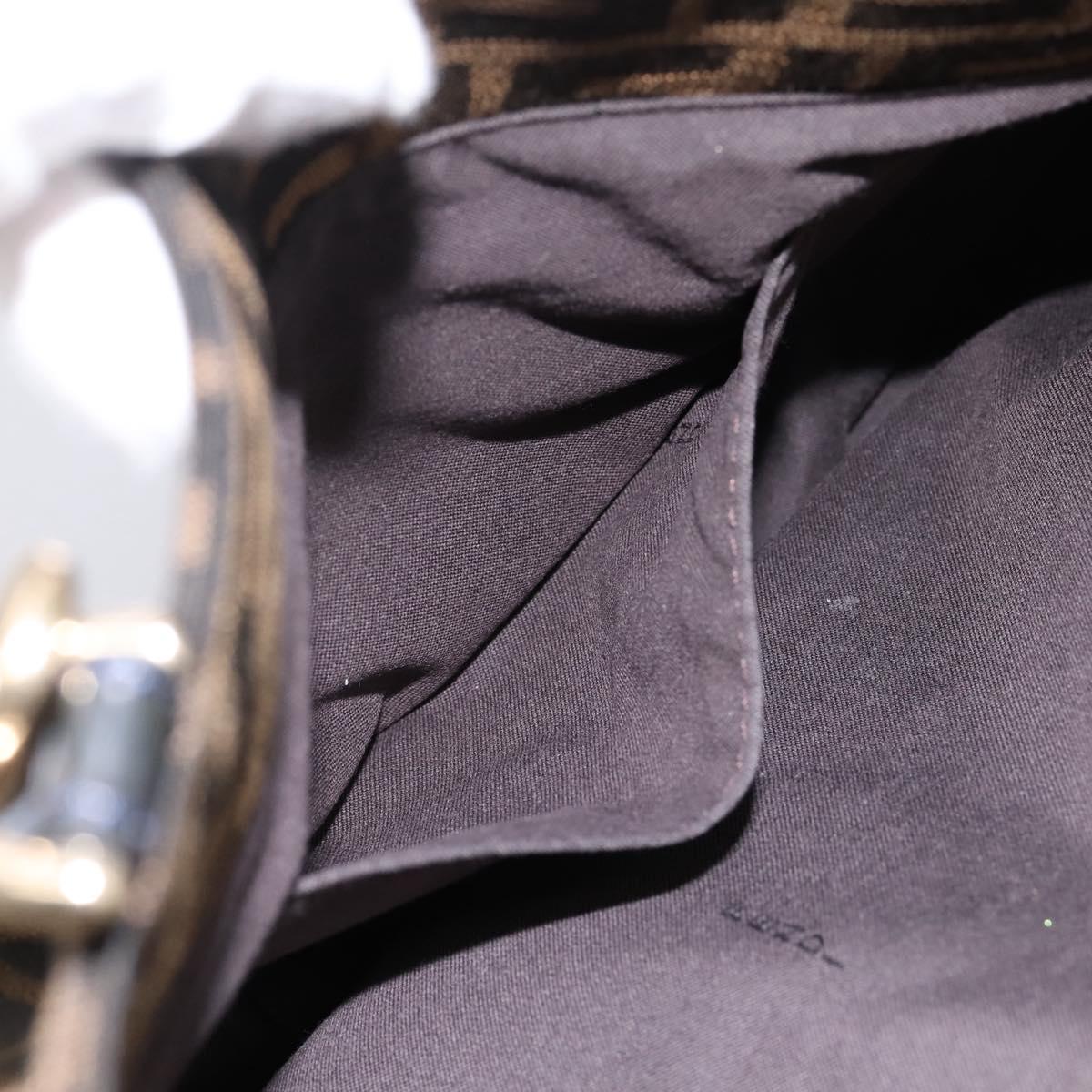 FENDI Zucca Canvas Hand Bag Brown Black Auth 197309V