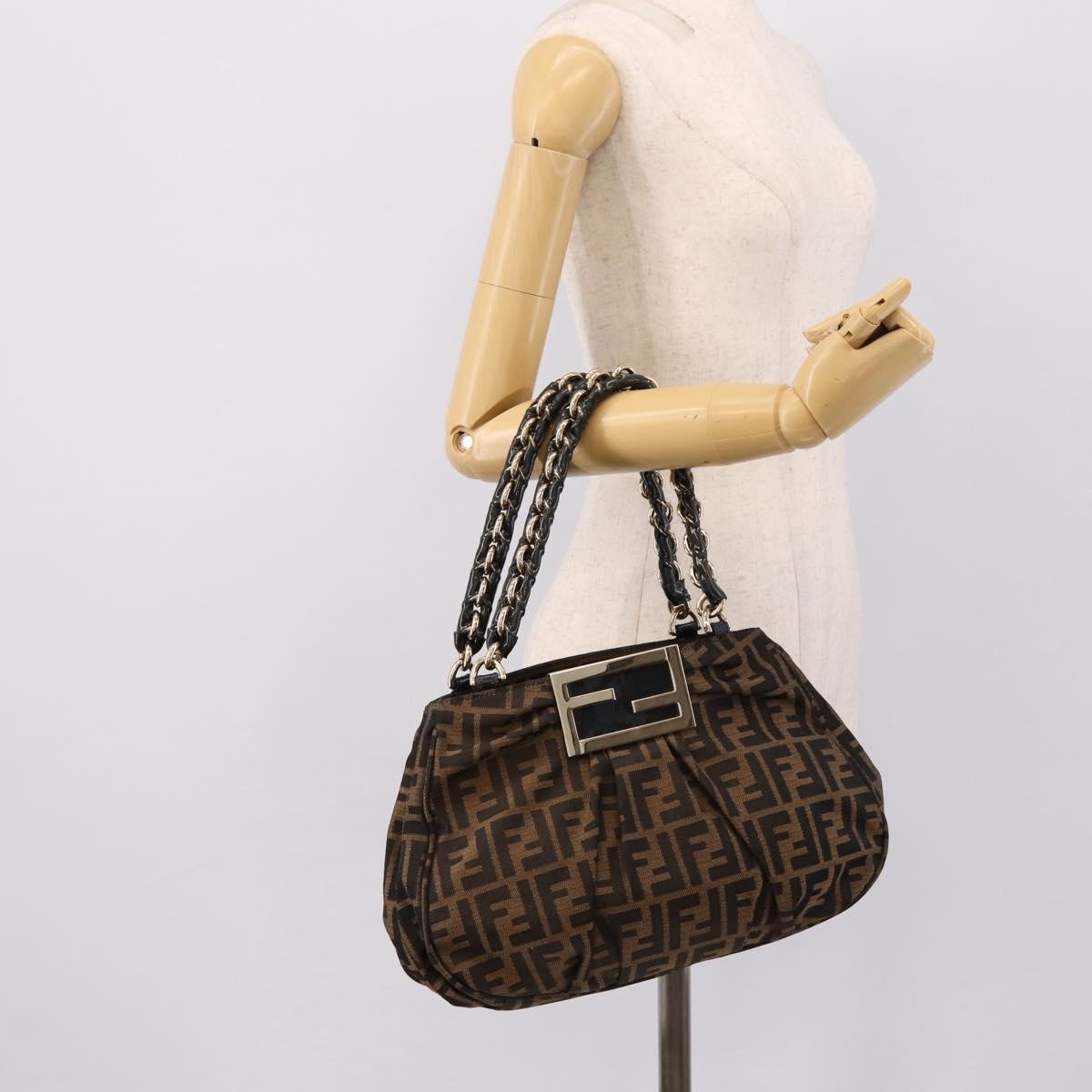FENDI Zucca Canvas Hand Bag Brown Black Auth 197309V