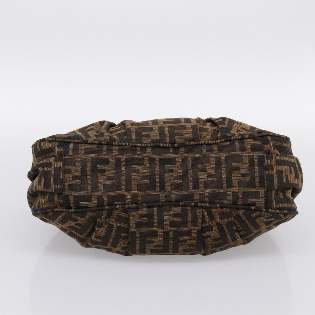 FENDI Zucca Canvas Hand Bag Brown Black Auth 197309V