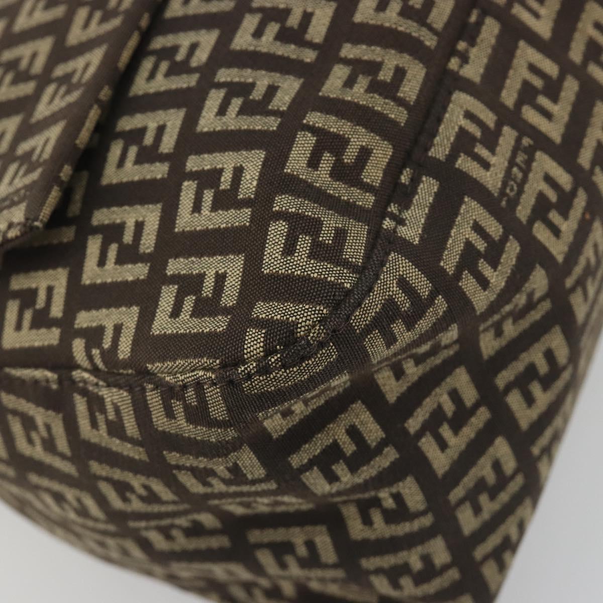 FENDI Zucchino Canvas Mamma Baguette Shoulder Bag Brown Auth 197310V