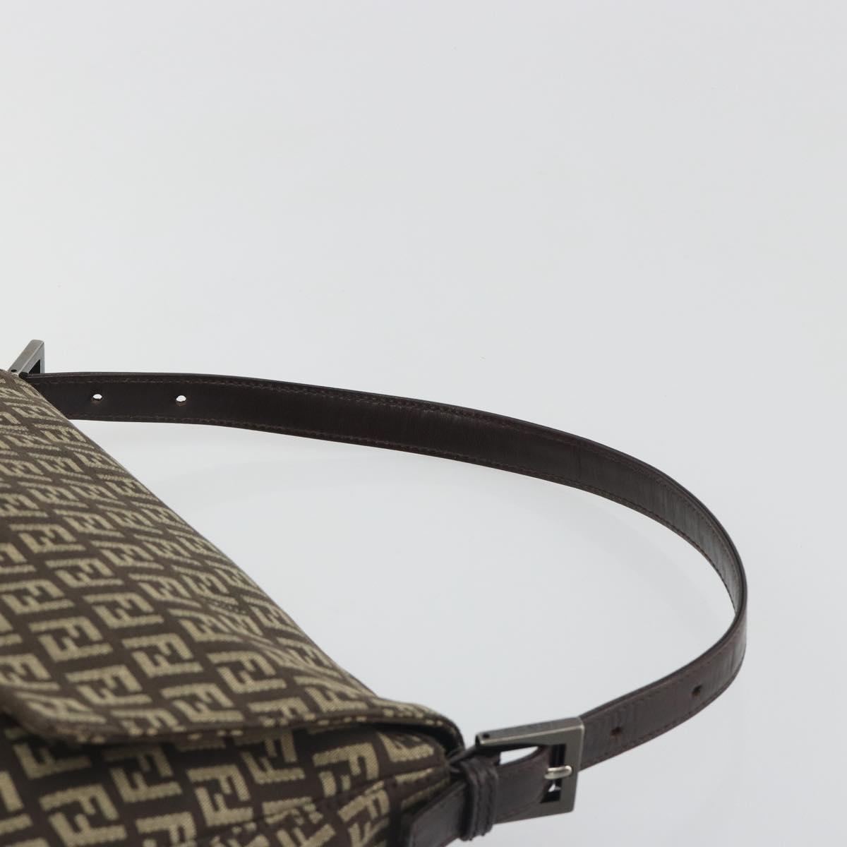 FENDI Zucchino Canvas Mamma Baguette Shoulder Bag Brown Auth 197310V
