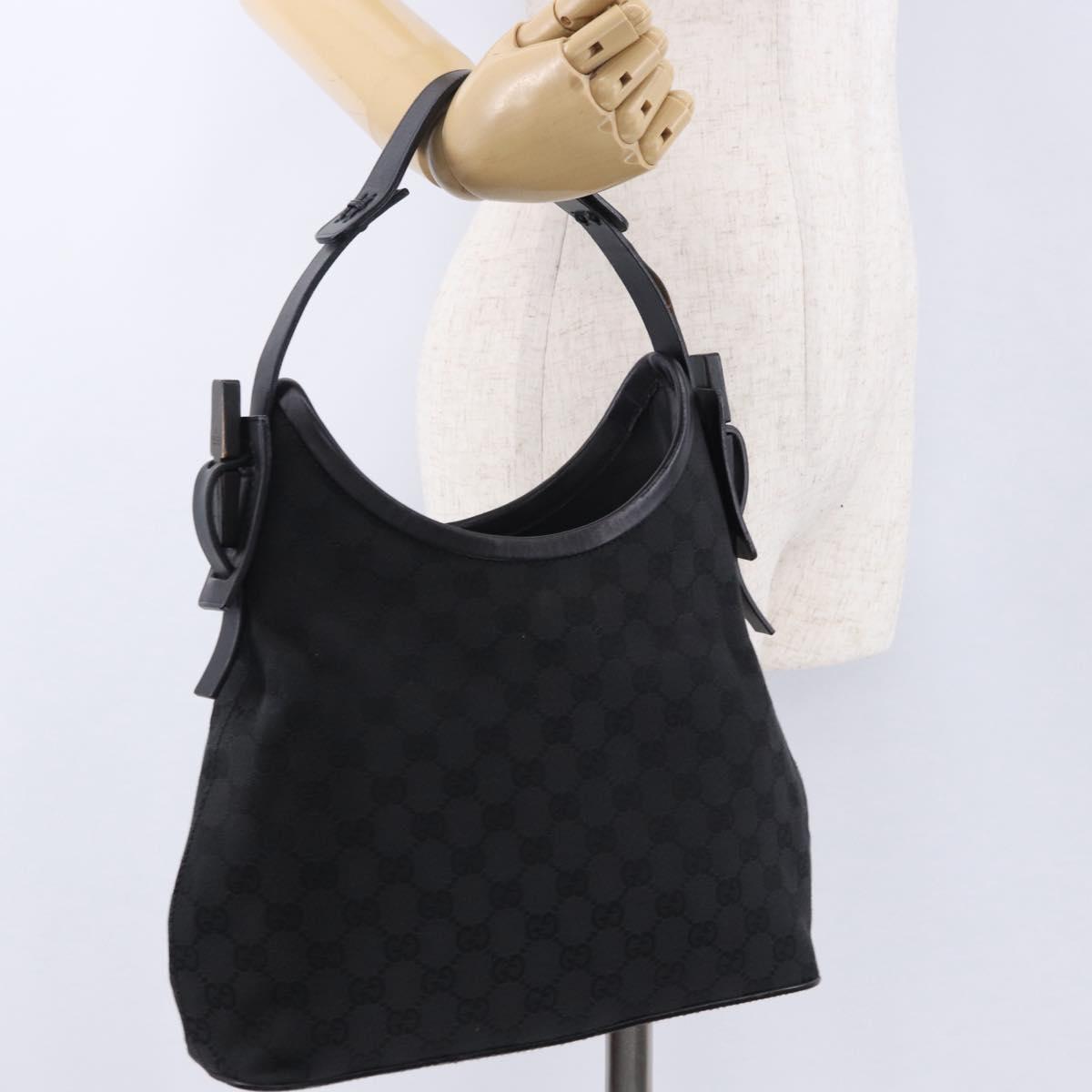 GUCCI GG Canvas Shoulder Bag Black 107752 Auth 197311V