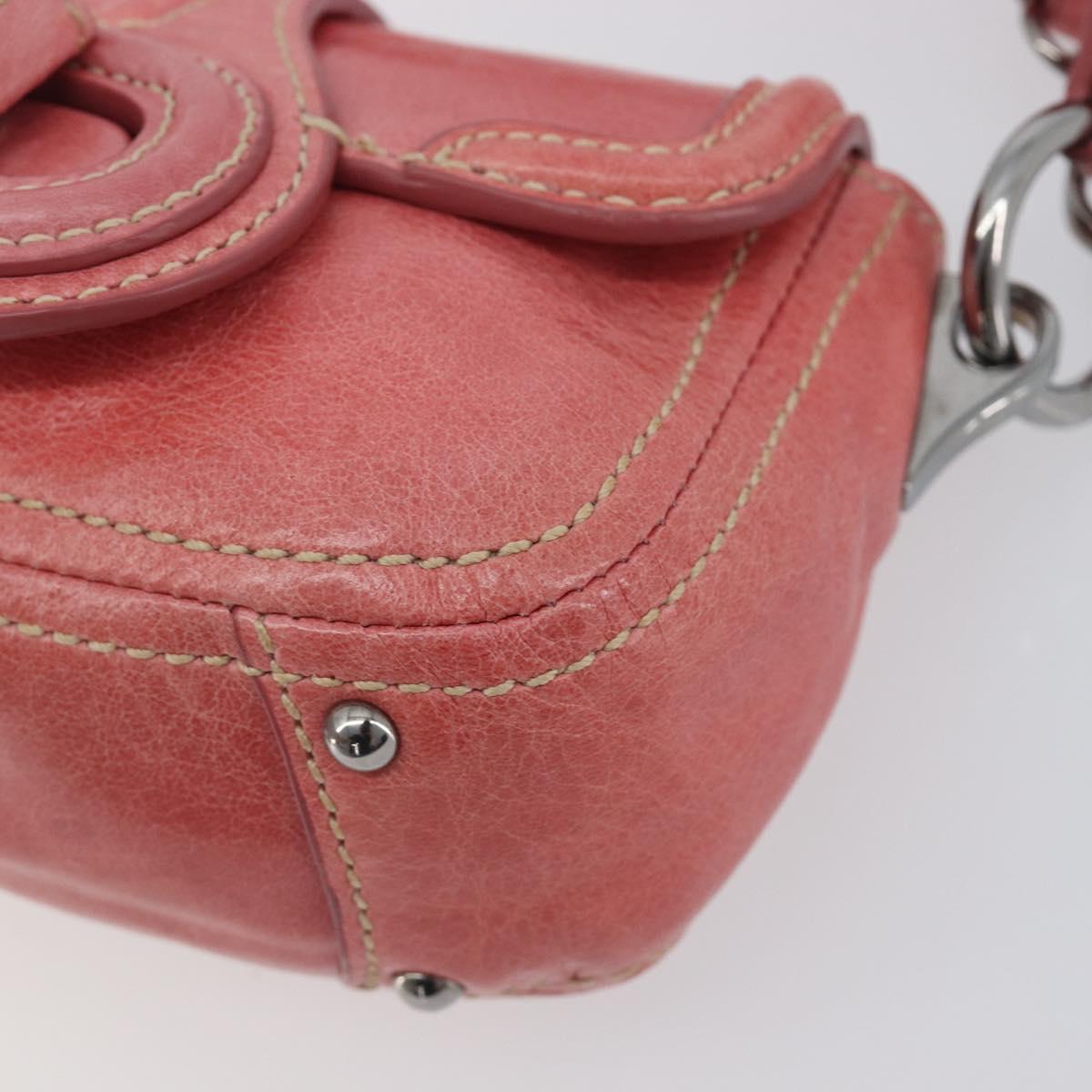 PRADA Hand Bag Leather 2way Pink Silver Auth 197313V