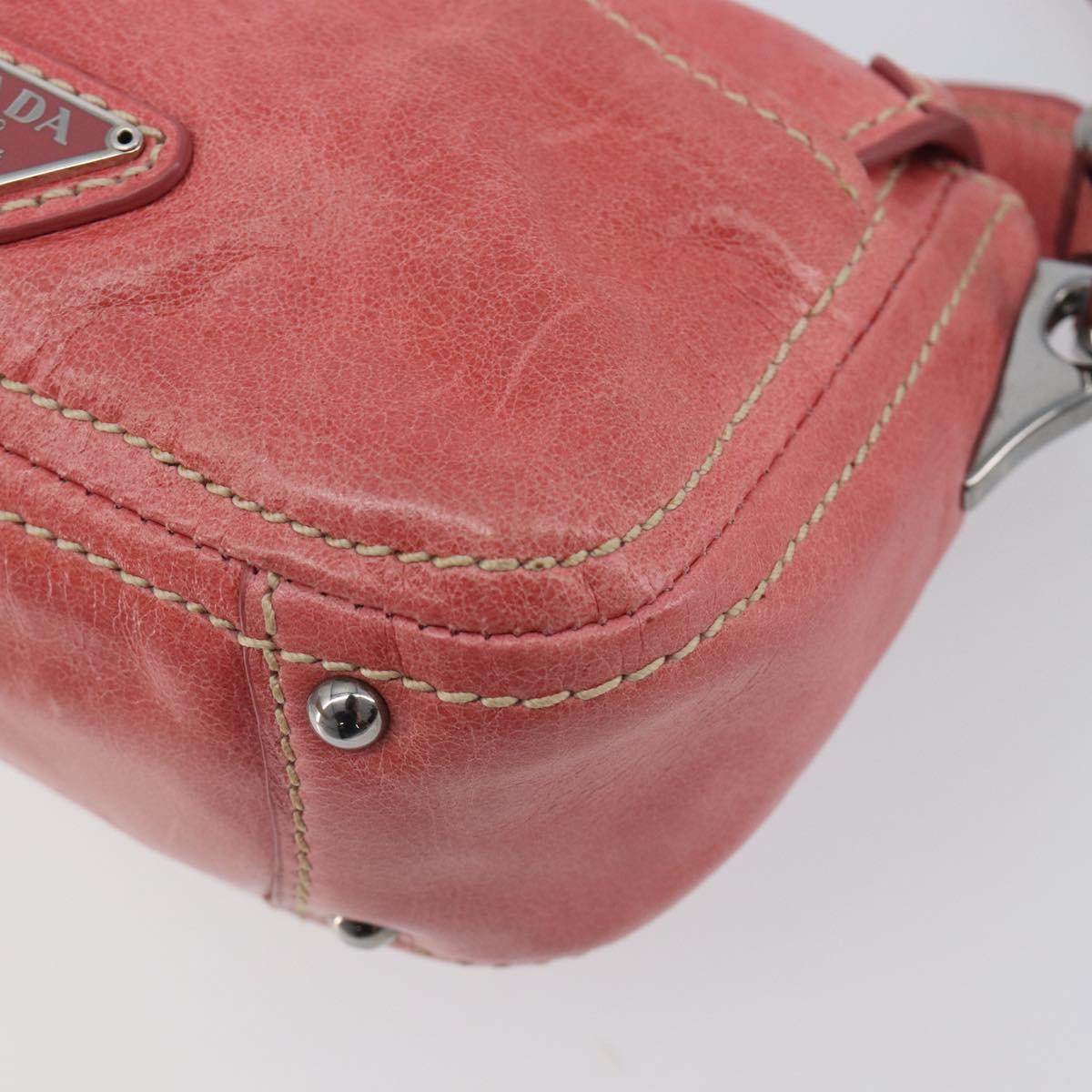 PRADA Hand Bag Leather 2way Pink Silver Auth 197313V