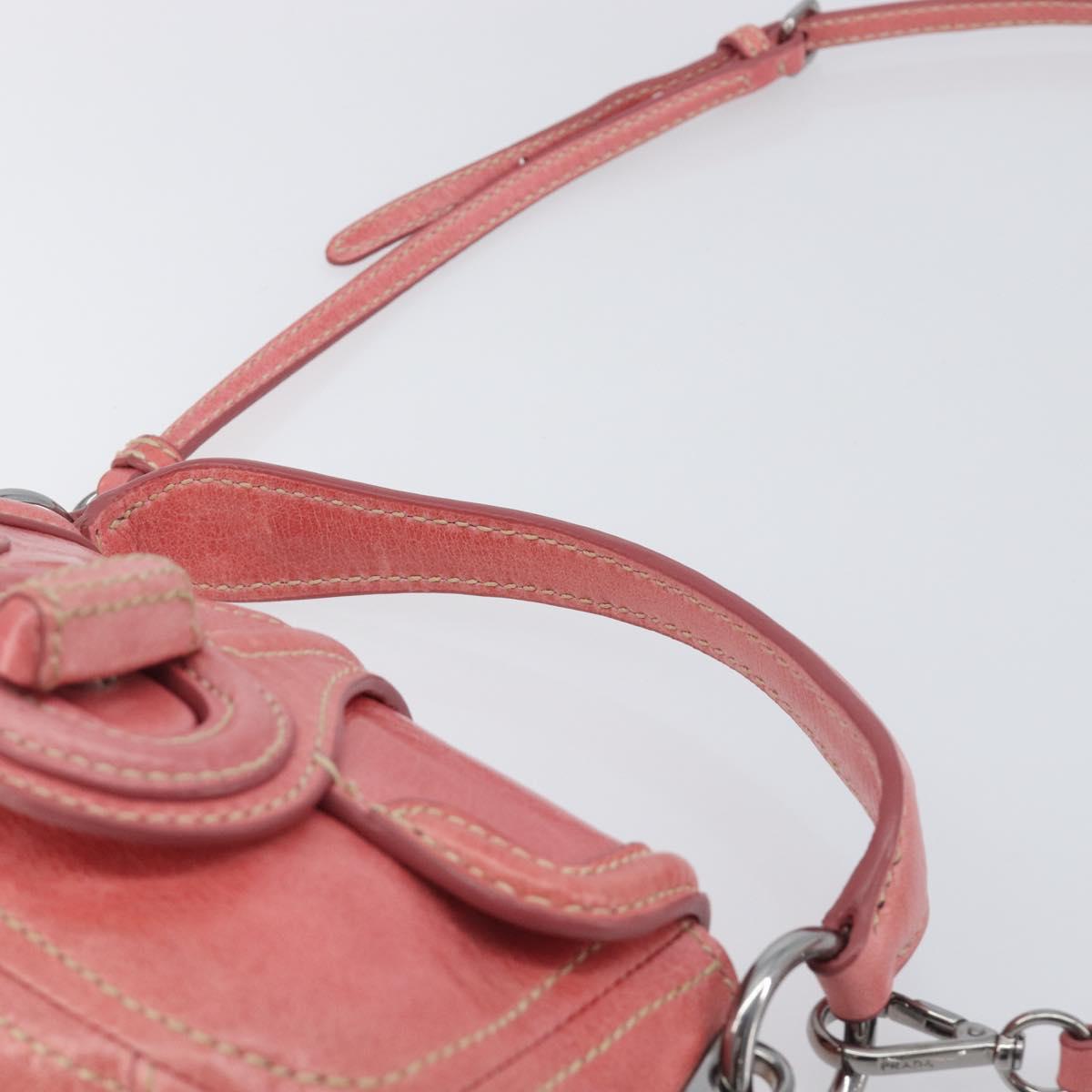 PRADA Hand Bag Leather 2way Pink Silver Auth 197313V
