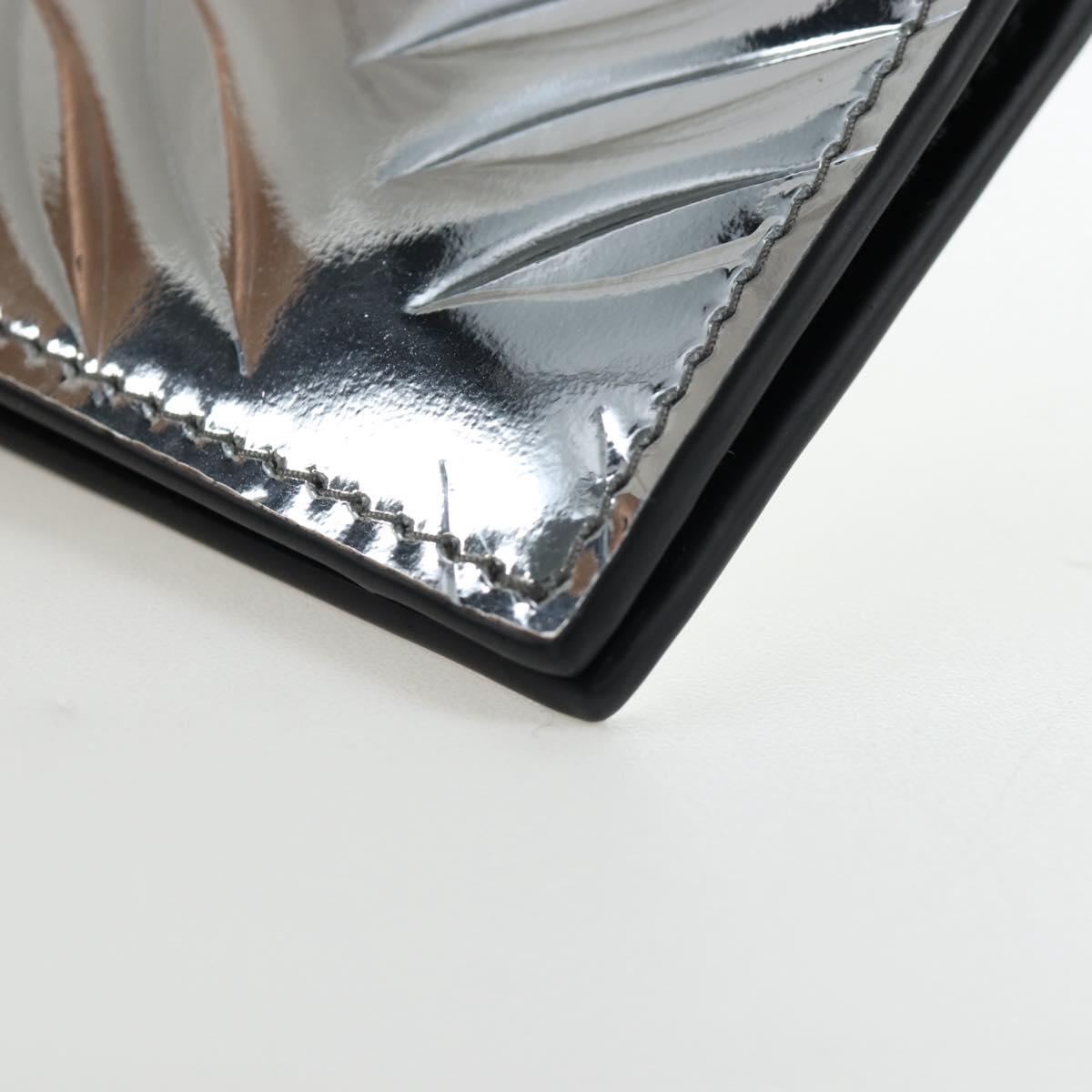 PRADA Bifold Wallet Brushed leather Silver Auth 197314M