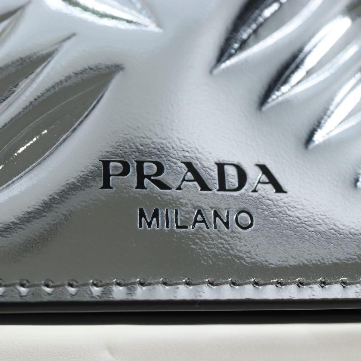 PRADA Bifold Wallet Brushed leather Silver Auth 197314M