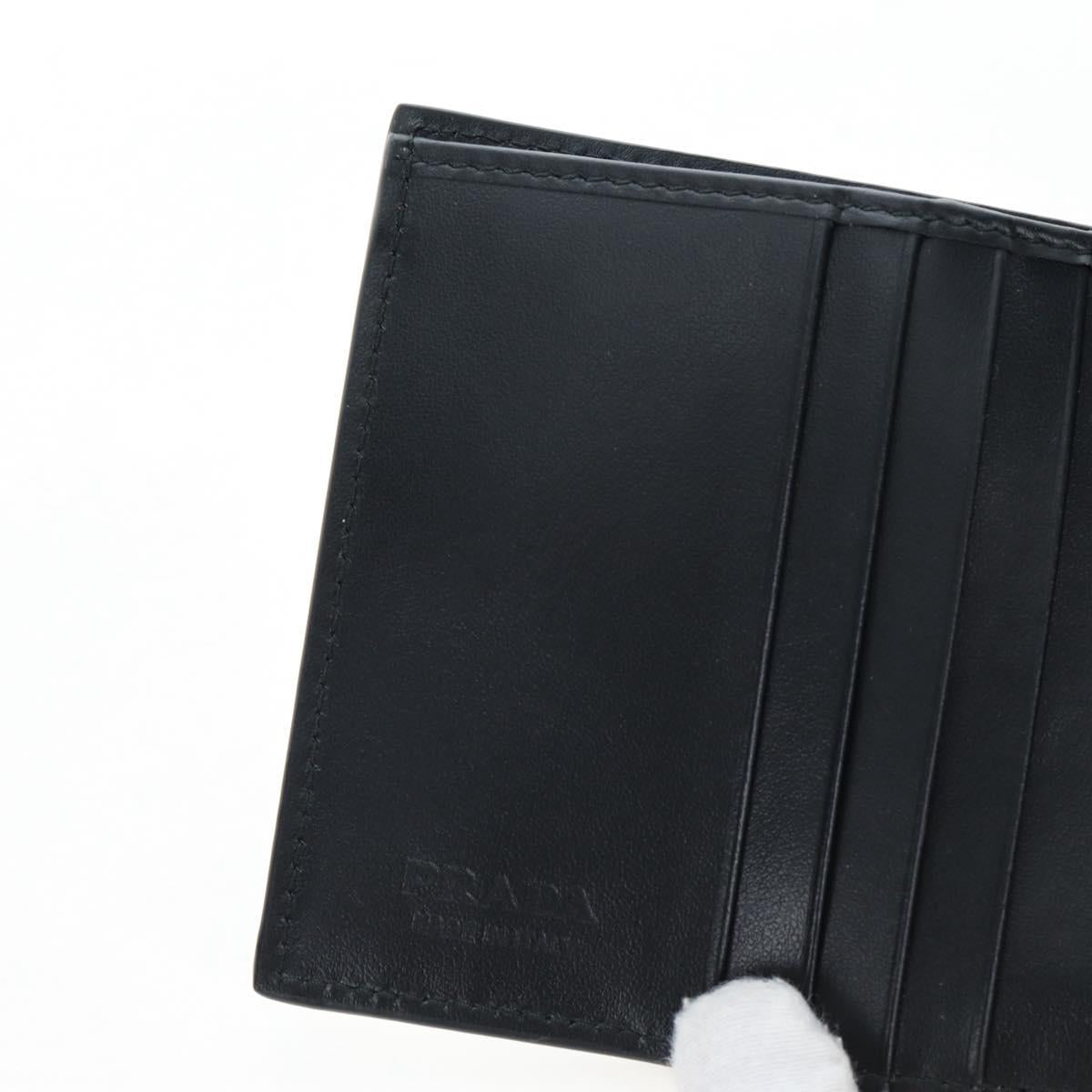 PRADA Bifold Wallet Brushed leather Silver Auth 197314M