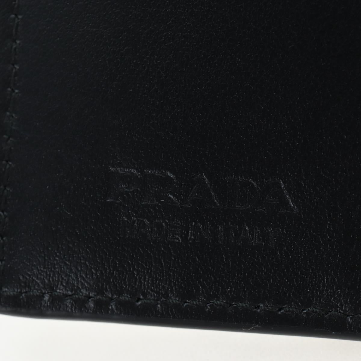 PRADA Bifold Wallet Brushed leather Silver Auth 197314M