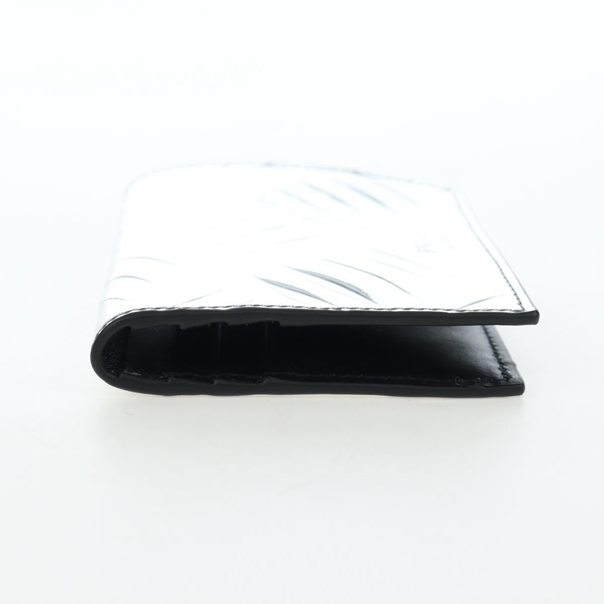 PRADA Bifold Wallet Brushed leather Silver Auth 197314M