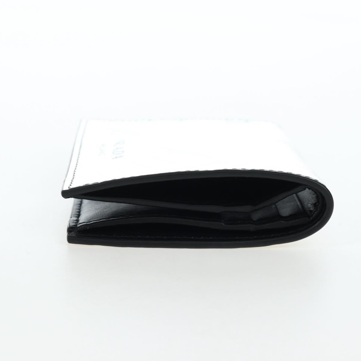 PRADA Bifold Wallet Brushed leather Silver Auth 197314M