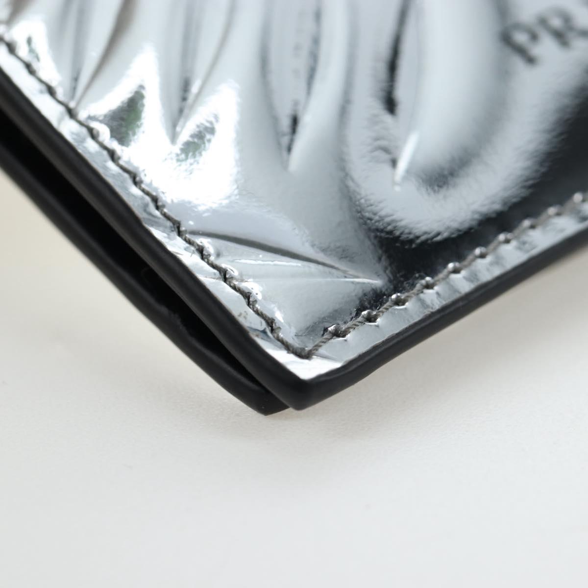 PRADA Bifold Wallet Brushed leather Silver Auth 197314M