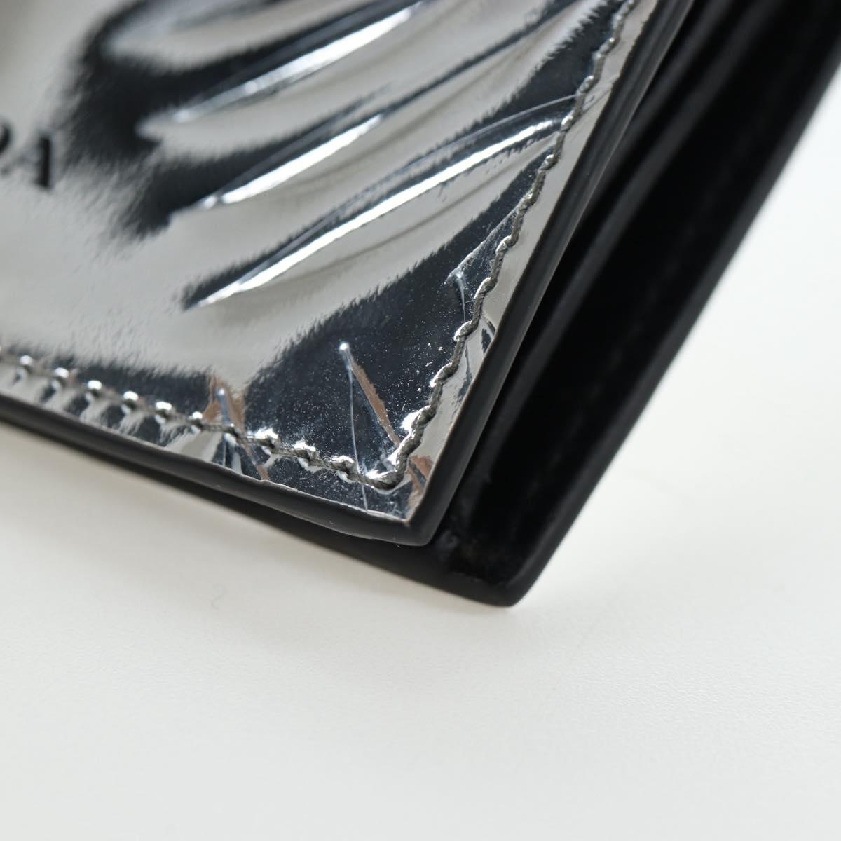 PRADA Bifold Wallet Brushed leather Silver Auth 197314M