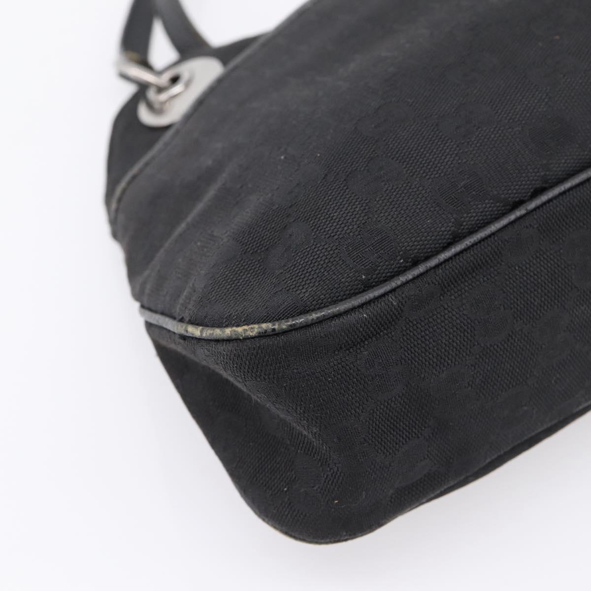 GUCCI GG Canvas Tote Bag Black Silver 121023 Auth 197315A