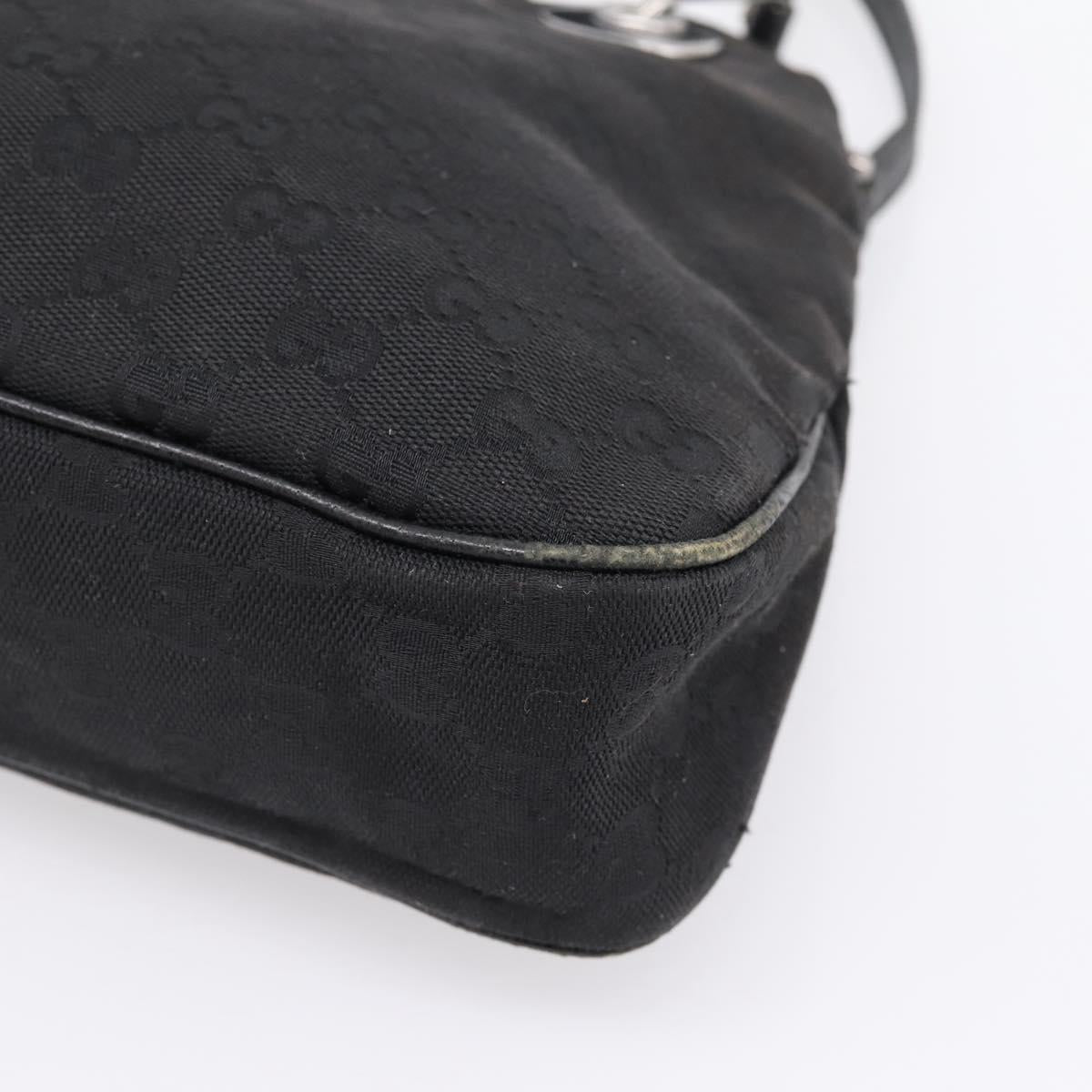 GUCCI GG Canvas Tote Bag Black Silver 121023 Auth 197315A