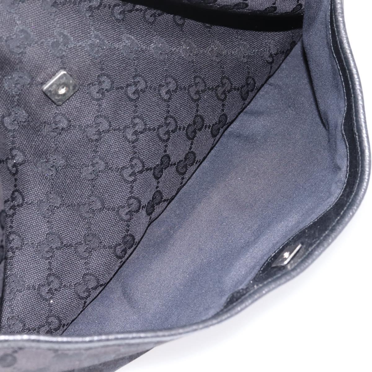 GUCCI GG Canvas Tote Bag Black Silver 121023 Auth 197315A