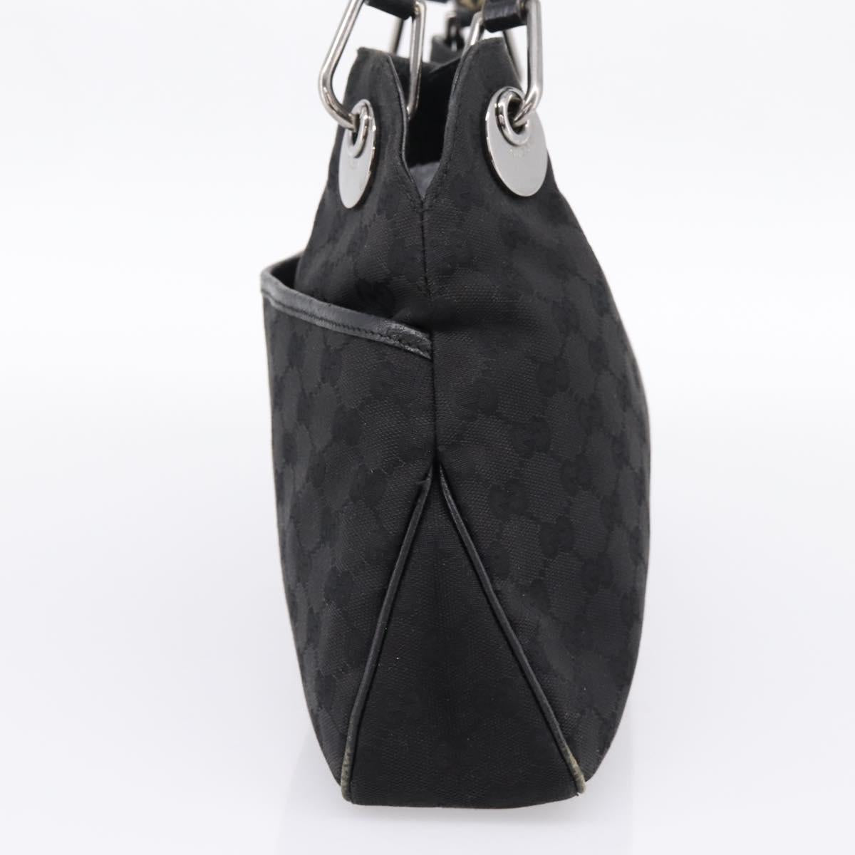GUCCI GG Canvas Tote Bag Black Silver 121023 Auth 197315A