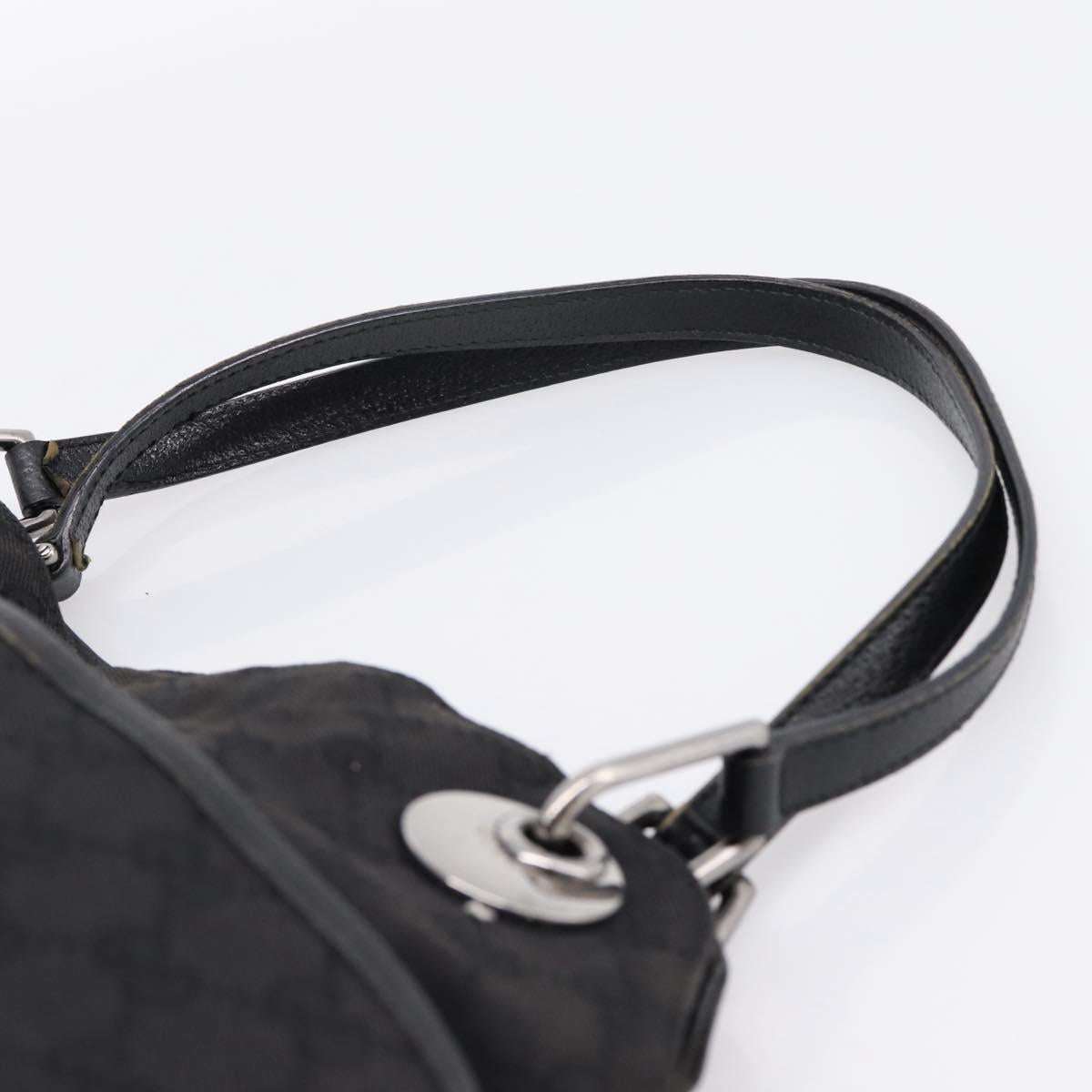 GUCCI GG Canvas Tote Bag Black Silver 121023 Auth 197315A