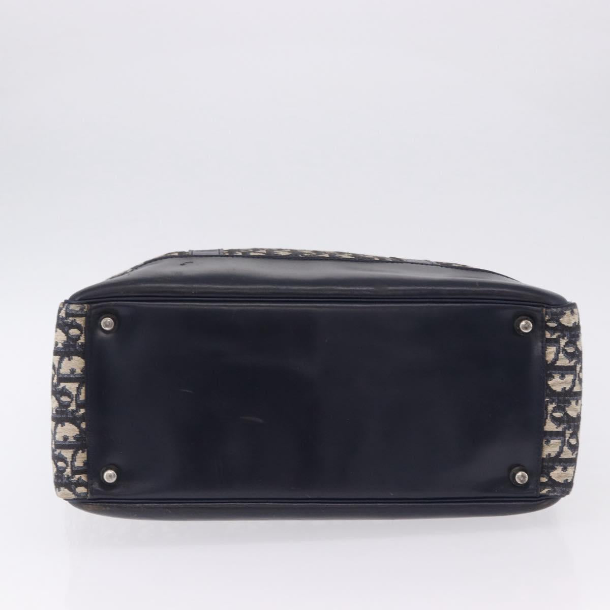 Christian Dior Trotter Canvas Hand Bag Navy Silver Auth 197316A